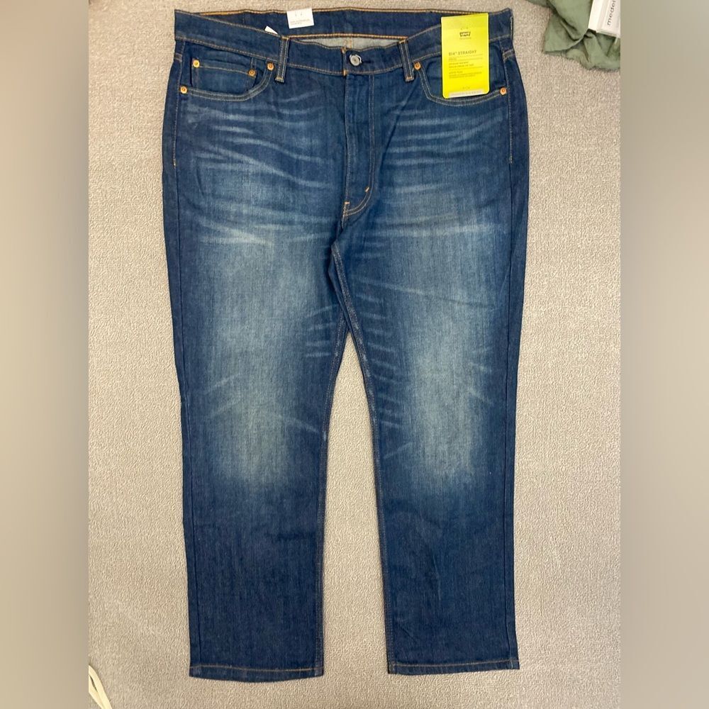 Levi's Men’s Dark Blue 514 Straight Stretch Jeans- Flex Denim Cotton Casual